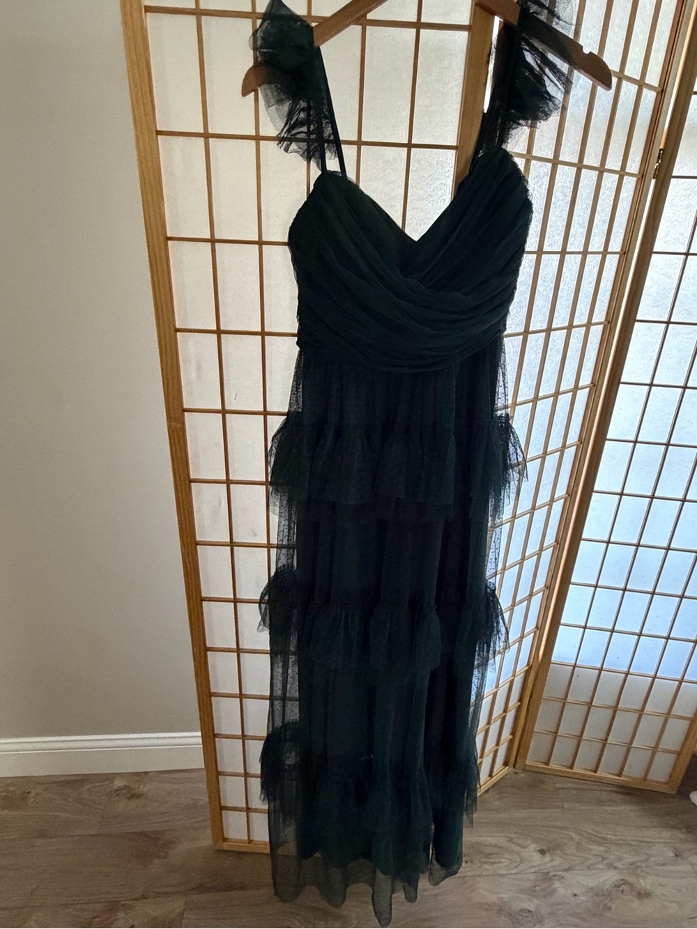 Lulu's Black Tiered Tulle Maxi Dress